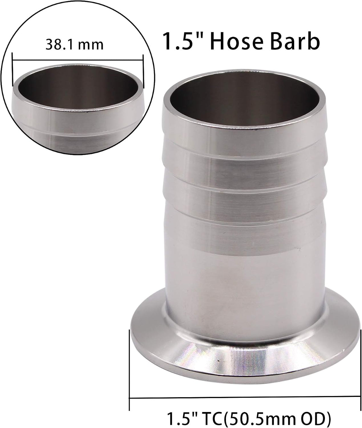 1.5" Sanitary to 1.5" Hose Barb Adapter