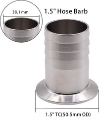 1.5" Sanitary to 1.5" Hose Barb Adapter