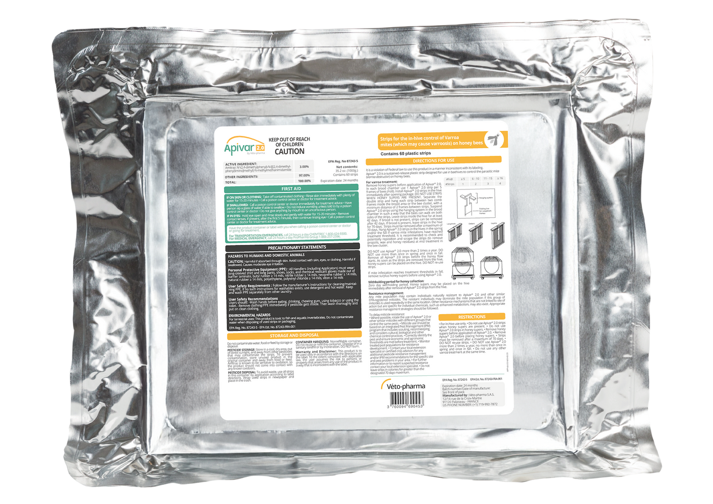 Apivar2.0 Varroa Mite Treatment Strips